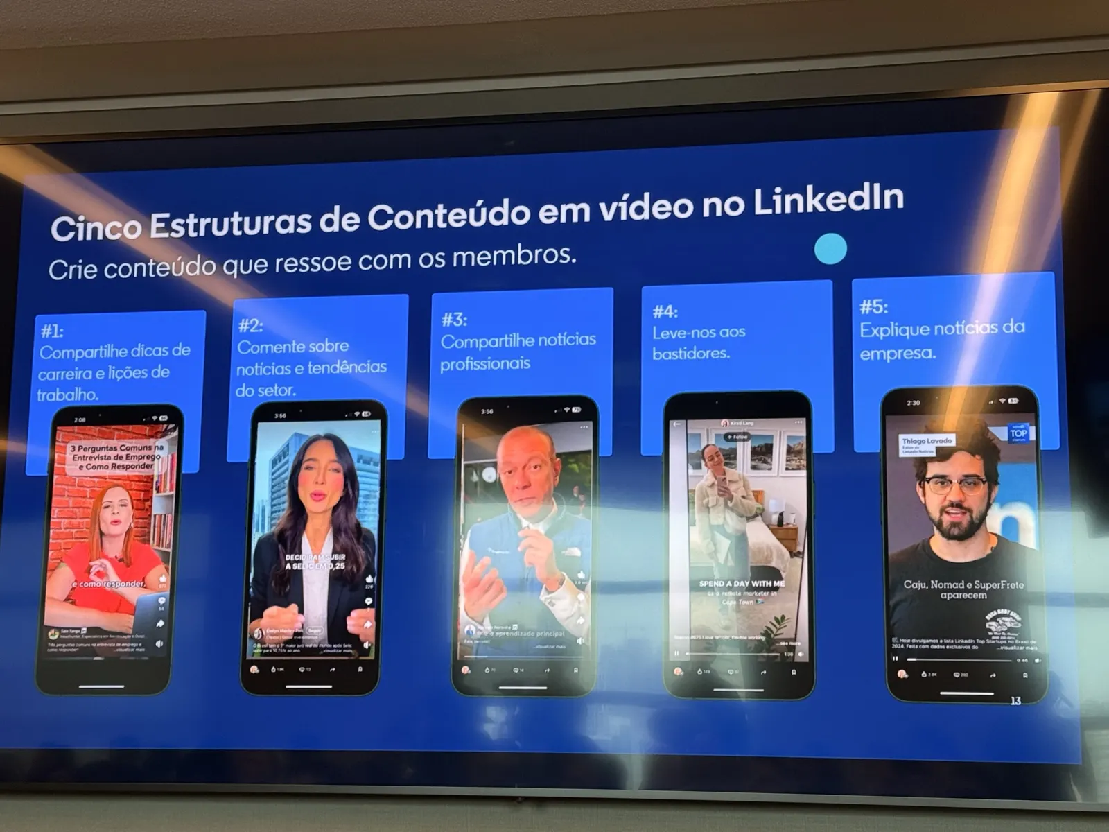 Cinco estruturas de conteúdo em vídeo na plataforma.